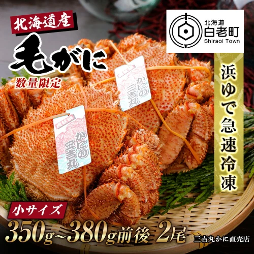 小サイズ】北海道産 冷凍ボイル毛ガニ (350g-380g前後) 2尾毛がに