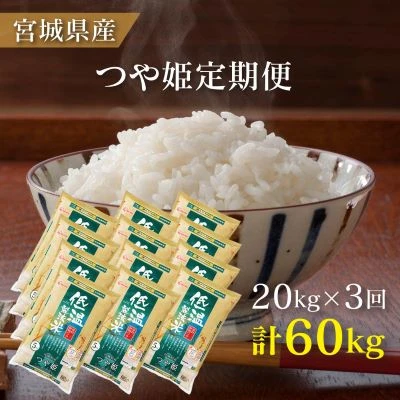 米 定期便 20kg 2か月 3回 宮城県産 つや姫 低温製法米 5kg×4袋 計20kg