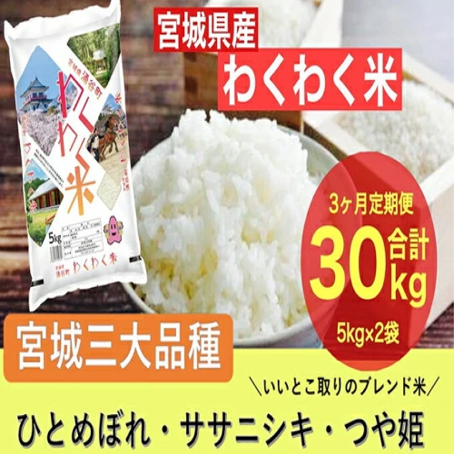 3ヶ月定期便】宮城県産三大銘柄いいとこ取りブレンド米 わくわく米 5kg