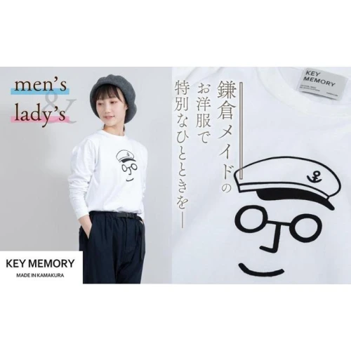 1》セーラー帽イラストロングTシャツ WHITE 【KEYMEMORY 鎌倉