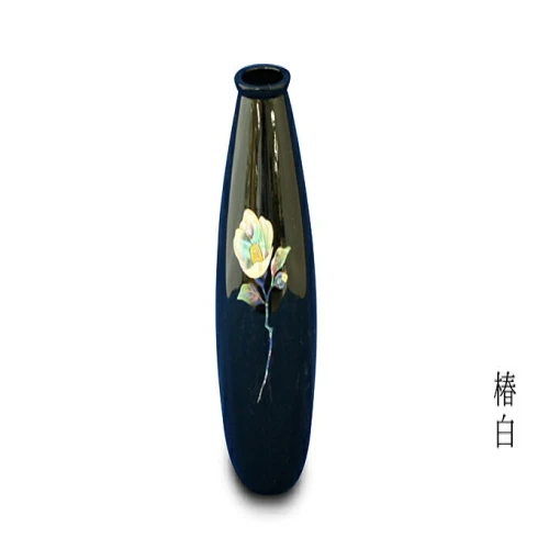 金胎漆器花器（萌型）「椿白」螺鈿入 高岡銅器 【民芸品 工芸品 雑貨