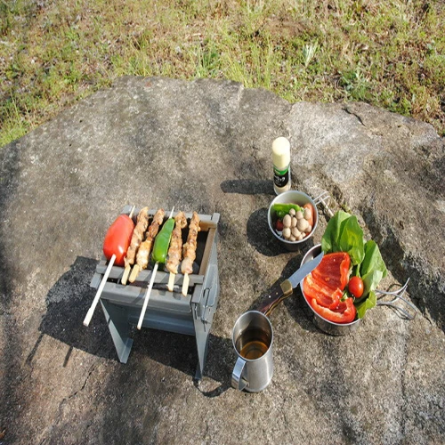 おうちBBQ】ミニコン炉S（黒皮）＆厚板鉄板 ソロキャン用