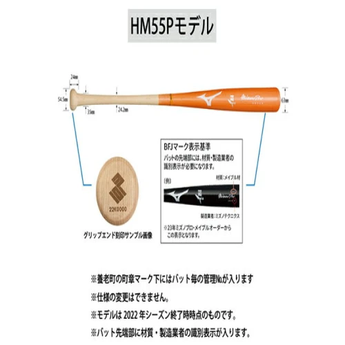 限定 野球 バット ミズノ HM55Pモデル ミズノプロ 硬式メイプルバット