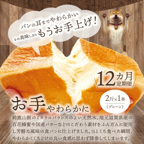 定期便 12回 食パン パン お手やわらかに 月1回 1本 2斤 計 12本 卵不