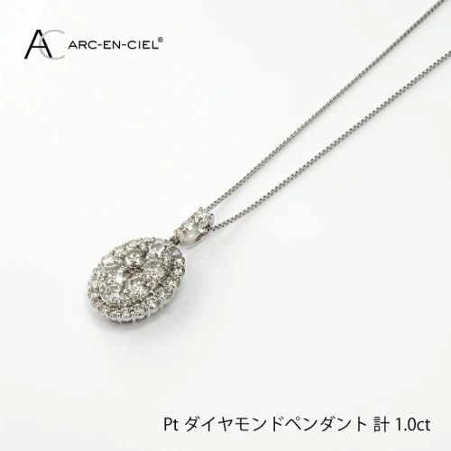 ふるさと納税 ダイヤモンド ペンダント ネックレス 計 1.0ct プラチナ