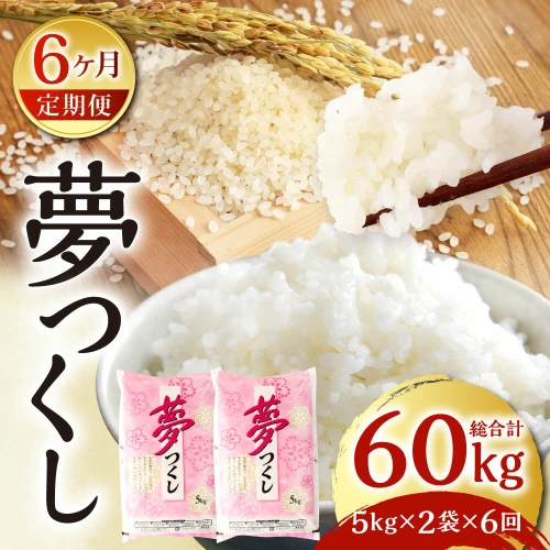 6ヶ月定期便】新米 夢つくし 総合計60kg 10kg (5kg×2袋)×6回 福岡県産