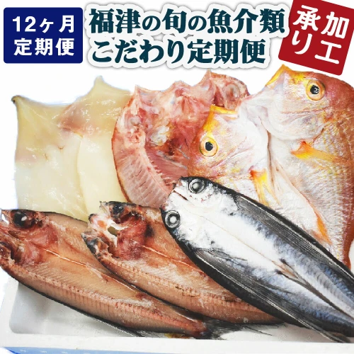 ふるさと納税】＜加工承り＞【年12回毎月定期便】 福津の旬の魚介類