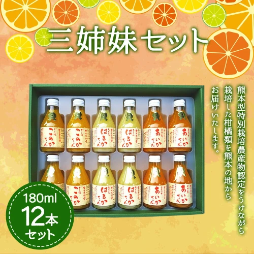 ふるさと納税 三姉妹 180ml 12本セット 合計2.16リットル 吉田果樹園